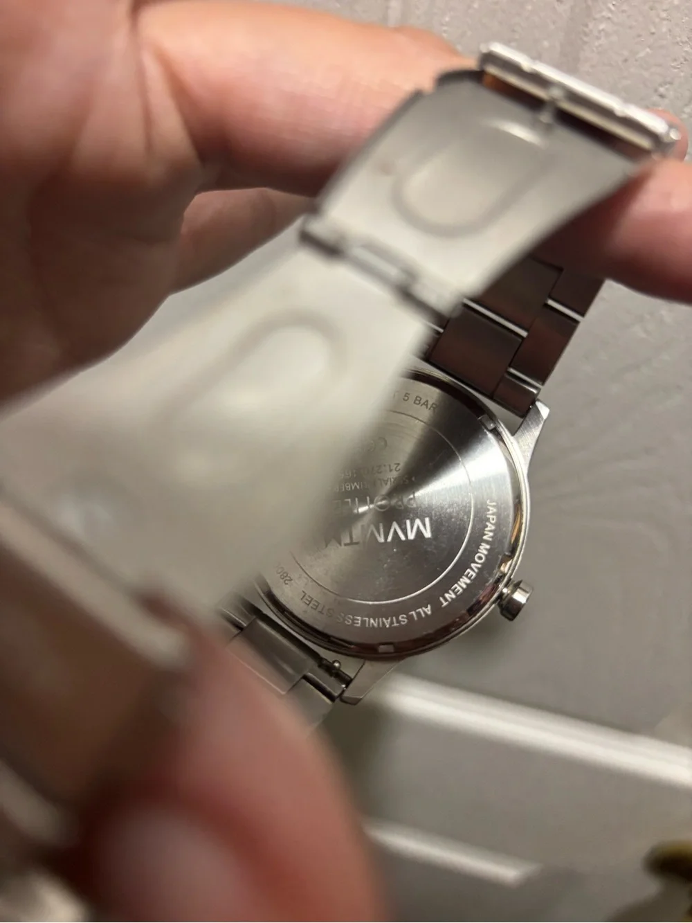 MVMT Silver Bracelet Watch with Green Dial and Gold Accents 46.5mm